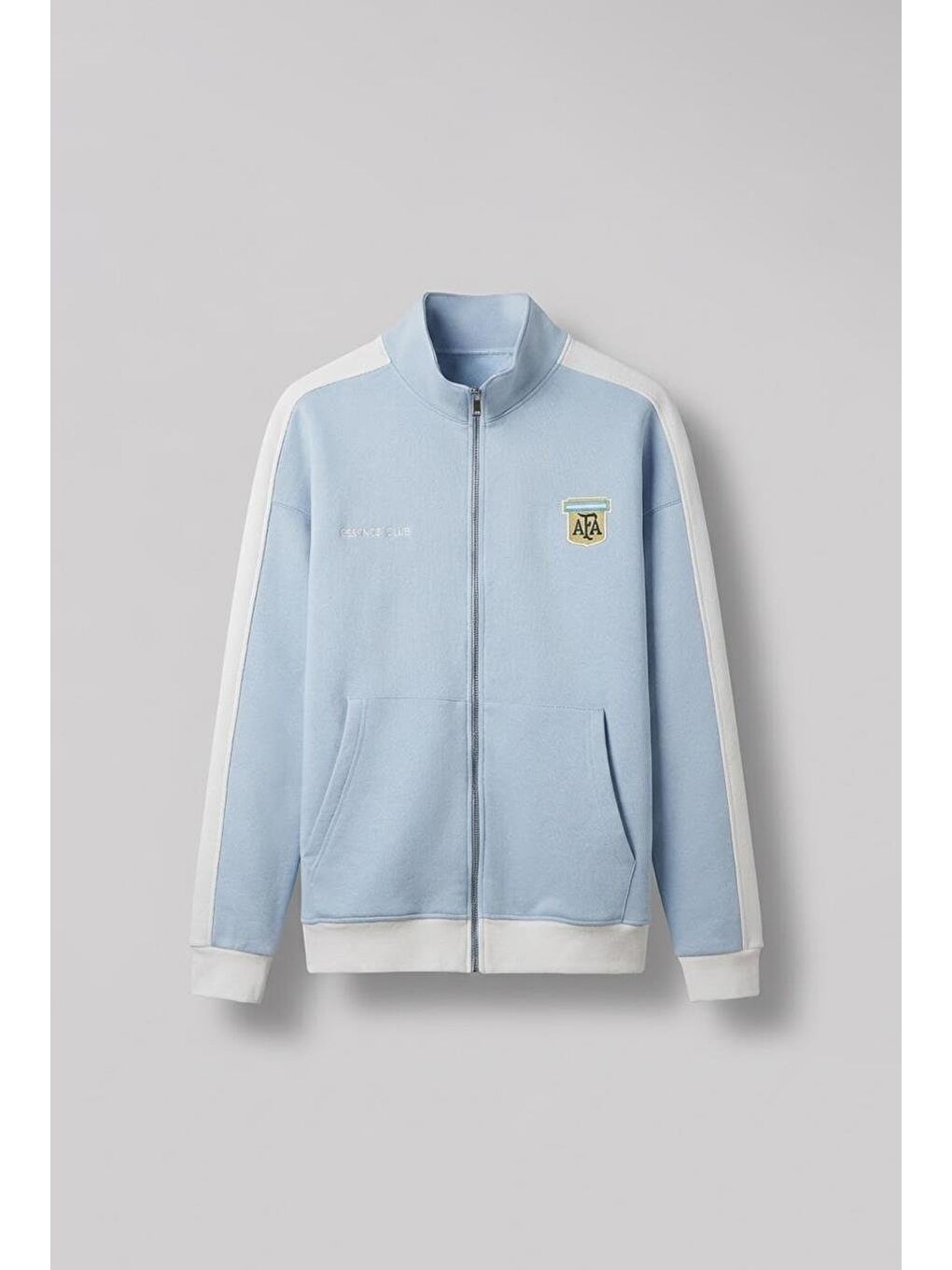 Erkek Fermuarlı Spor Relaxed Sweatshirt Açık Mavi