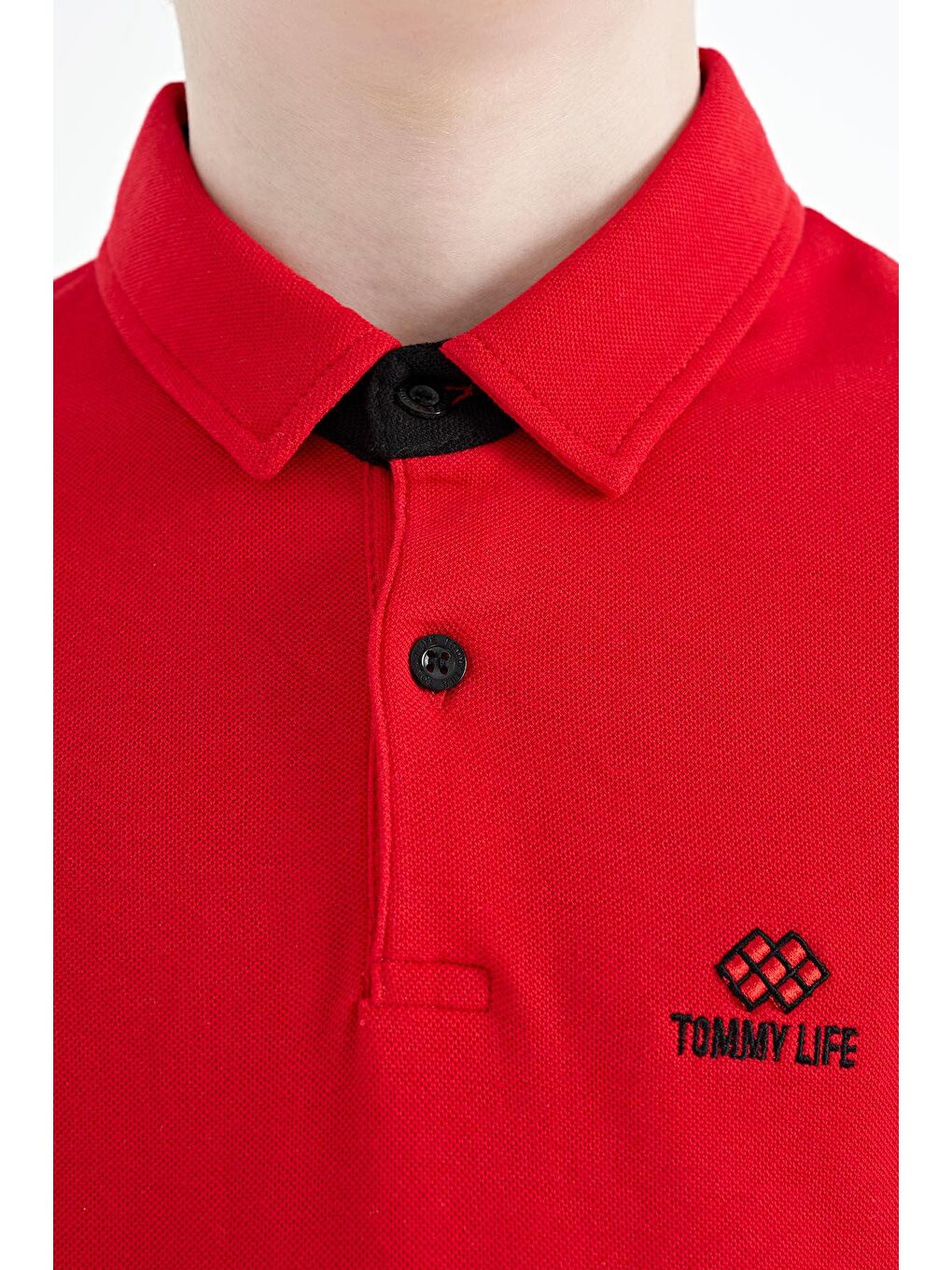 TOMMYLIFE Kırmızı Kol Baskı Detaylı Standart Kalıp Polo Yaka Erkek Çocuk T-Shirt - 11093 - 2