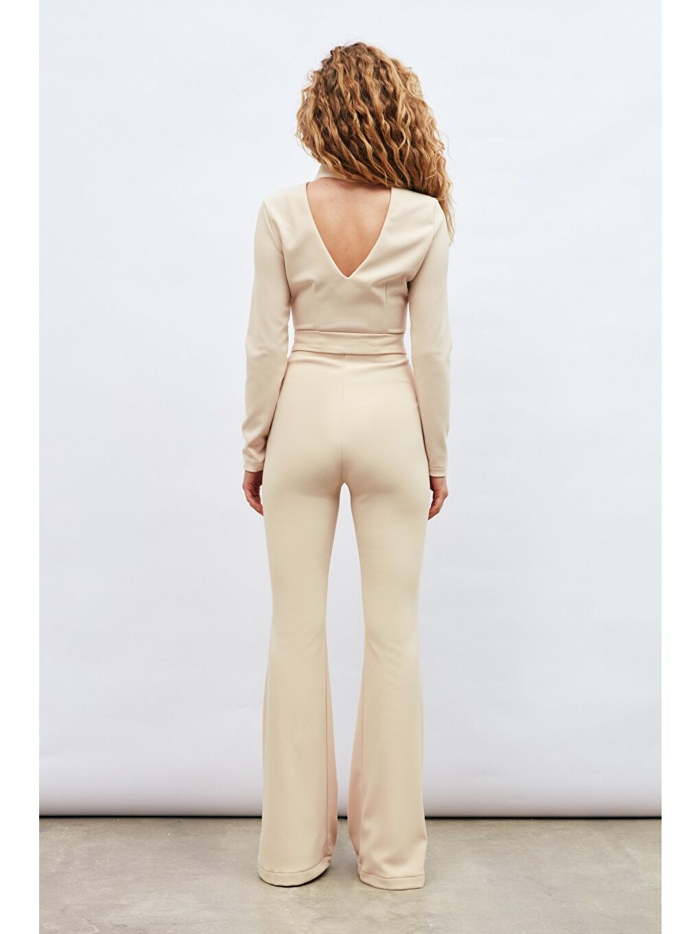 İspanyol Paça Pantolon - Bej-6