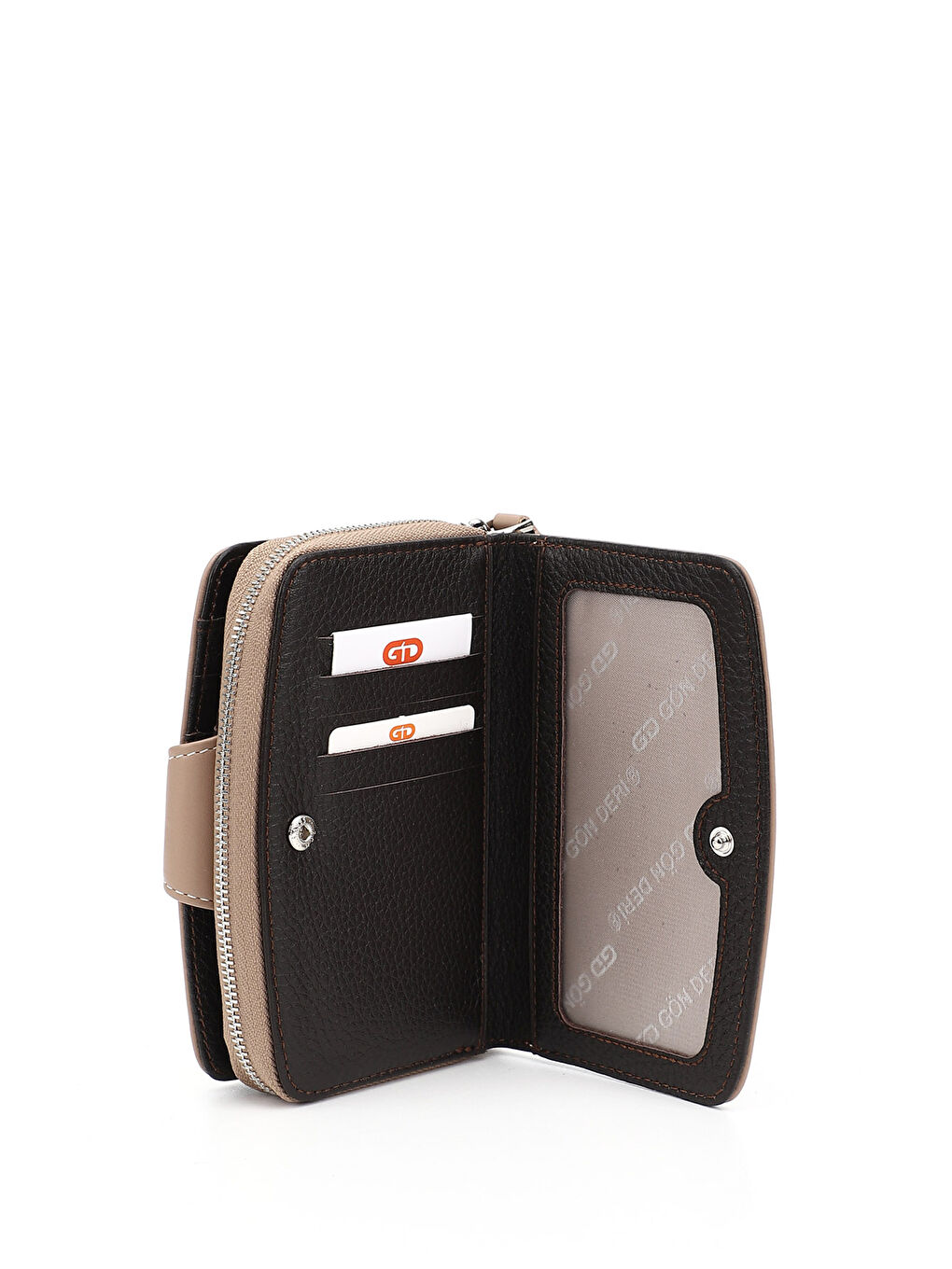 Bej Kadın VİZON-KAHVERENGİ Dikey Hakiki Deri Cüzdan-5