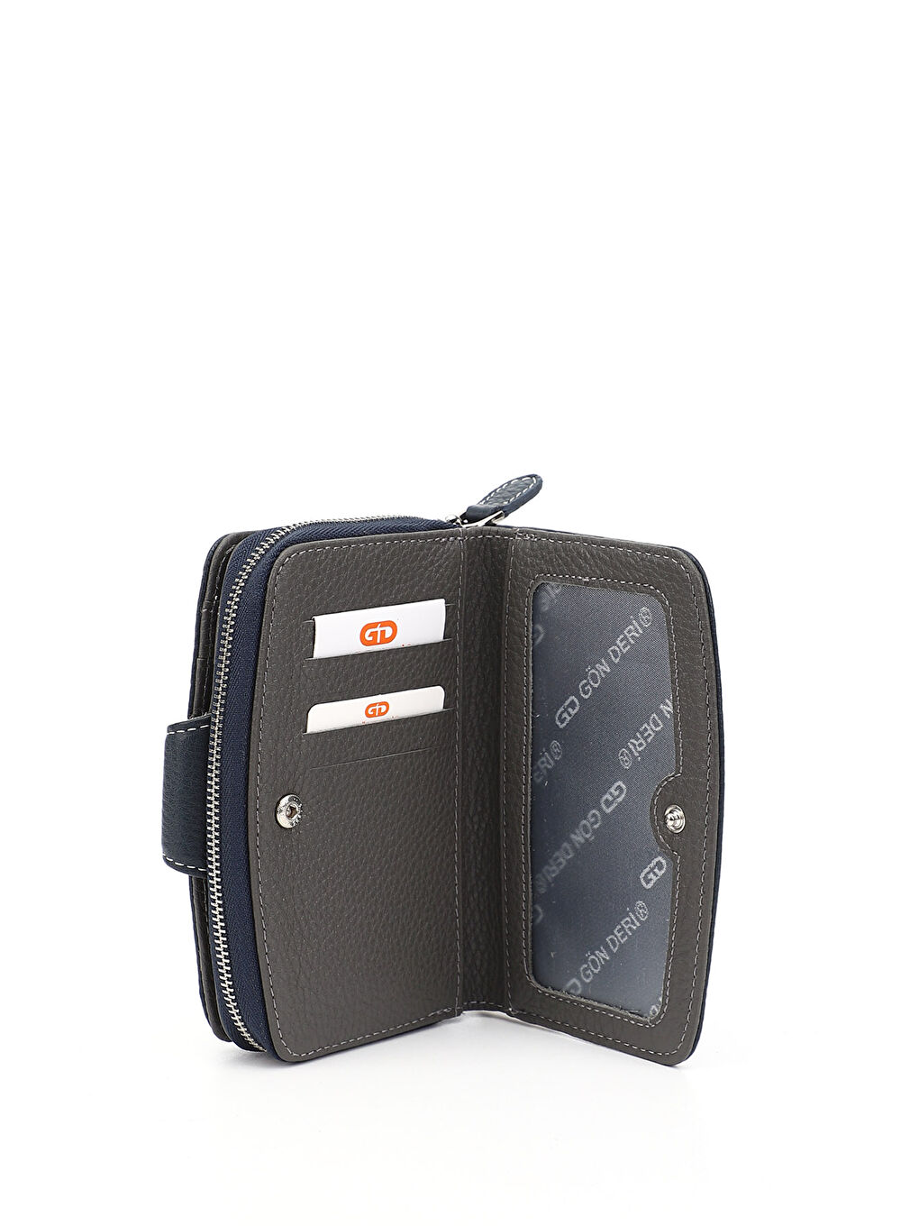 Lacivert Kadın LACİVERT Dikey Hakiki Deri Cüzdan-5