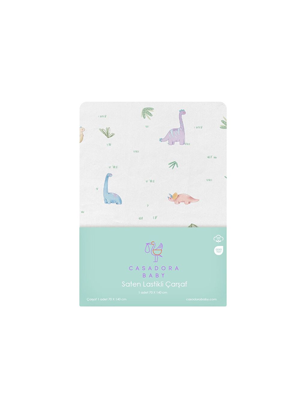 Casadora Baby Yeşil 100% Pamuk Saten Bebek Lastikli Çarşaf - 70x140 cm