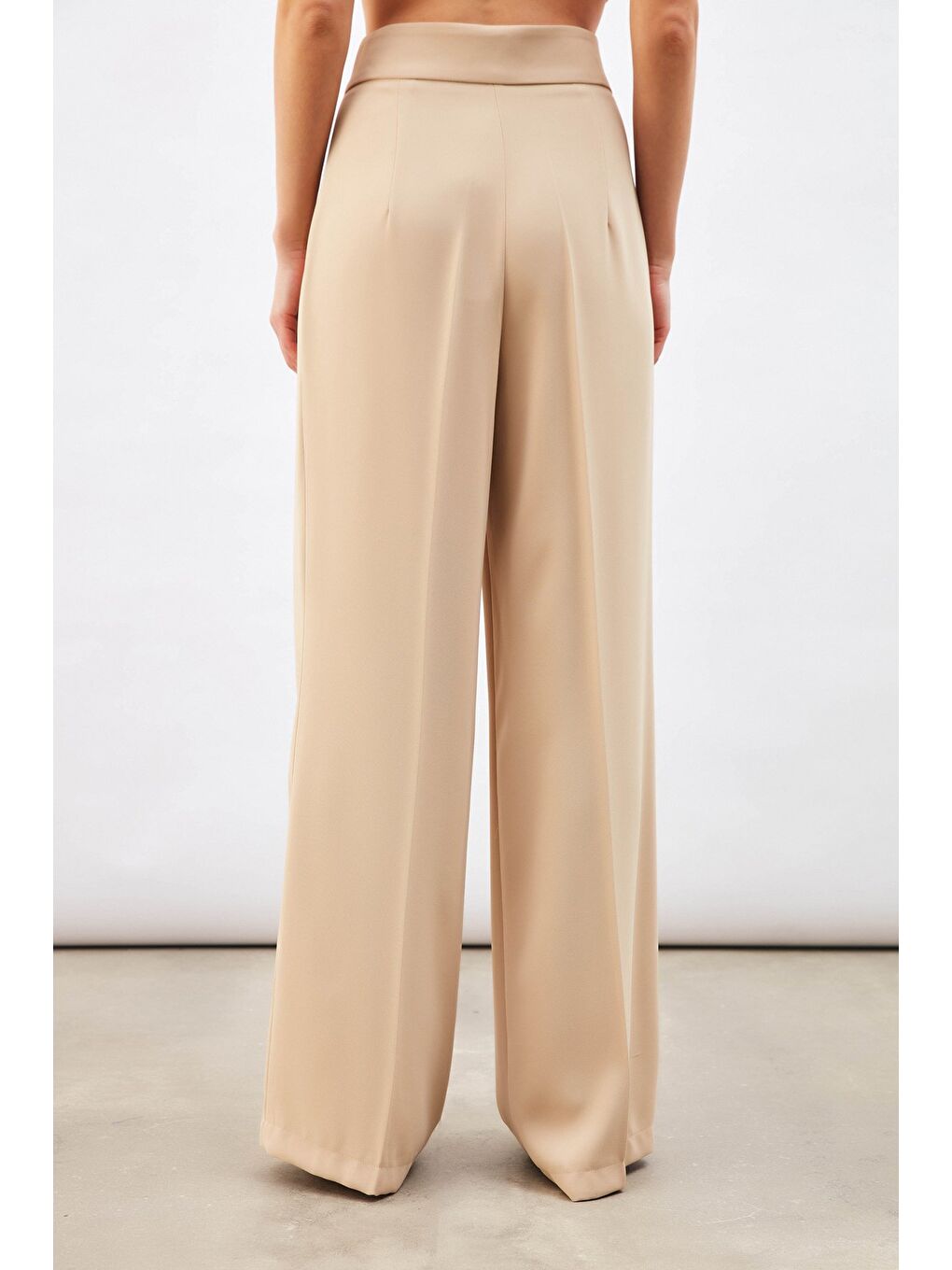 Pile Detaylı Salaş Pantolon - Bej-6