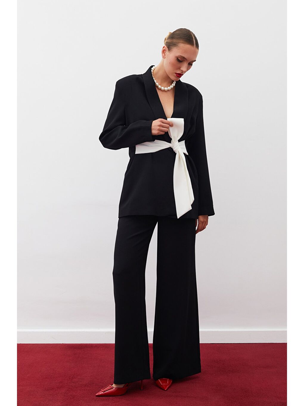 Salaş Krep Pantolon - Siyah-3