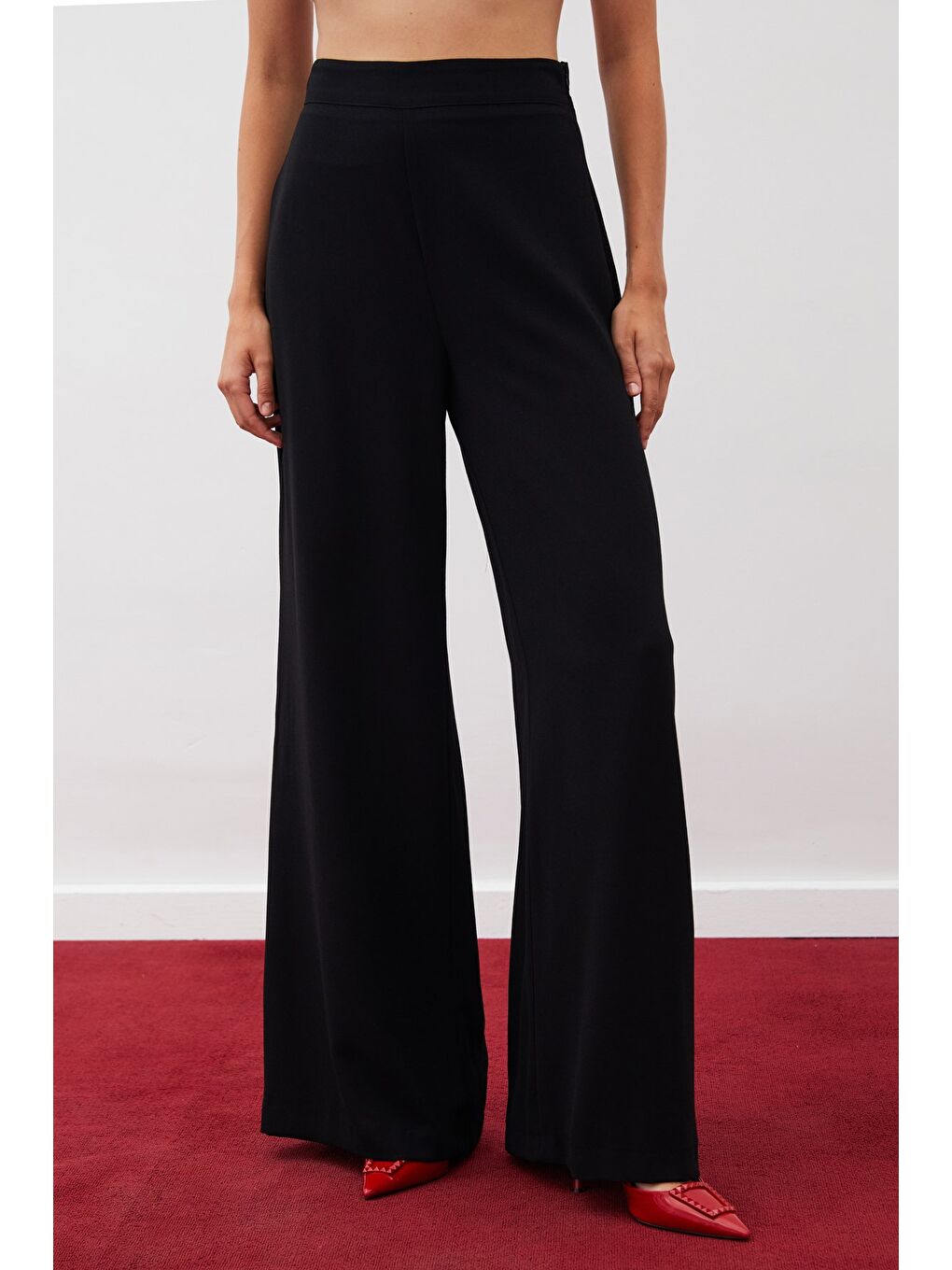 Salaş Krep Pantolon - Siyah-4