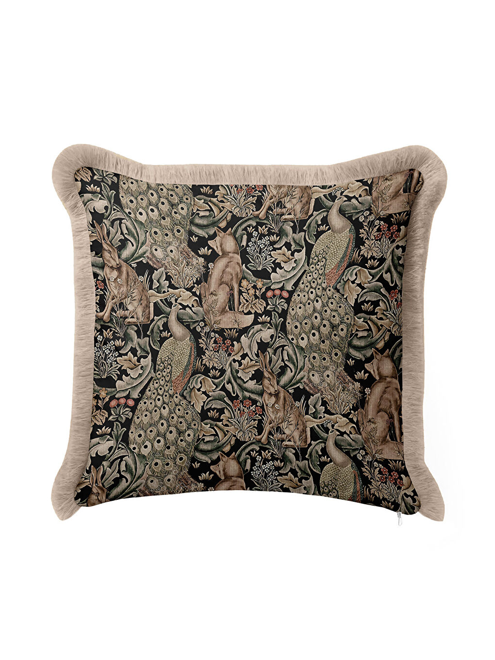 Karışık Lüks Orman Vintage Saçaklı Yastık Kılıfı - Zarif Bohem Doğal Siyah Püsküllü Kırlent Kılıfı