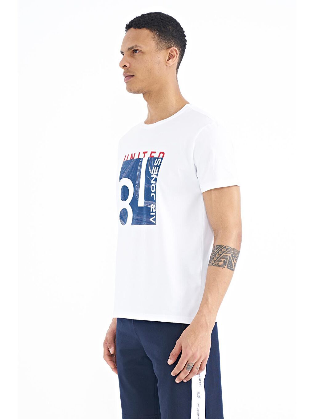 AIR JONES George Beyaz Standart Kalıp Erkek T-Shirt - 88220 - 1