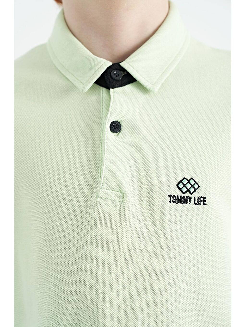 TOMMYLIFE Açık Yeşil Kol Baskı Detaylı Standart Kalıp Polo Yaka Erkek Çocuk T-Shirt - 11093 - 1