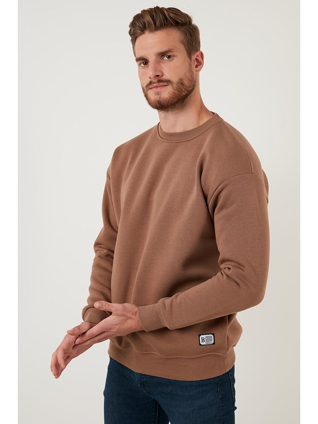 Buratti Kahverengi Regular Fit Bisiklet Yaka Pamuklu İçi Tüylü Yumuşak Şardonlu Sweat 5905255 - 2