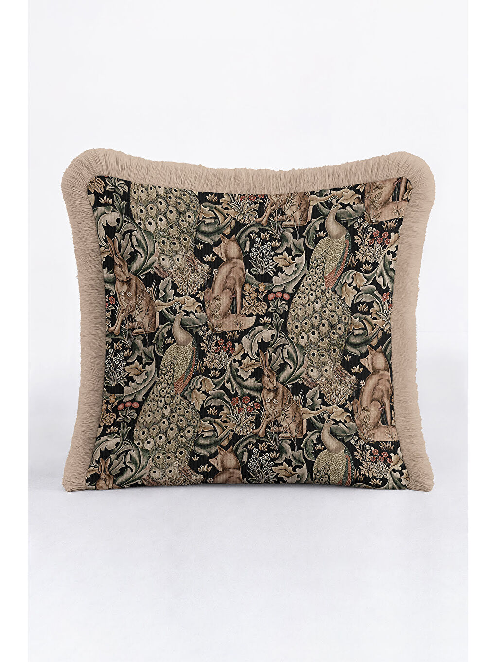 Karışık Lüks Orman Vintage Saçaklı Yastık Kılıfı - Zarif Bohem Doğal Siyah Püsküllü Kırlent Kılıfı-4