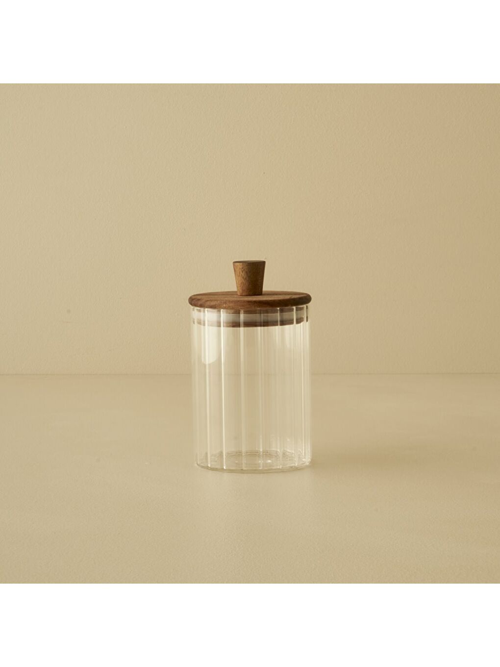 Bej Beatrice Ahşap Kapaklı 3'lü Kavanoz Seti Naturel-2