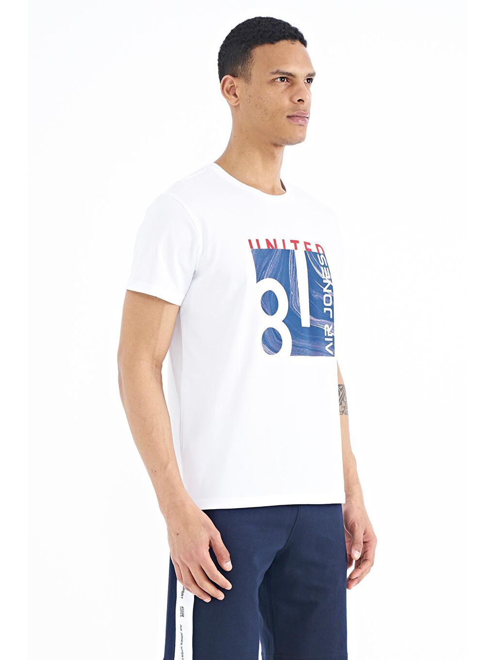 AIR JONES George Beyaz Standart Kalıp Erkek T-Shirt - 88220 - 3