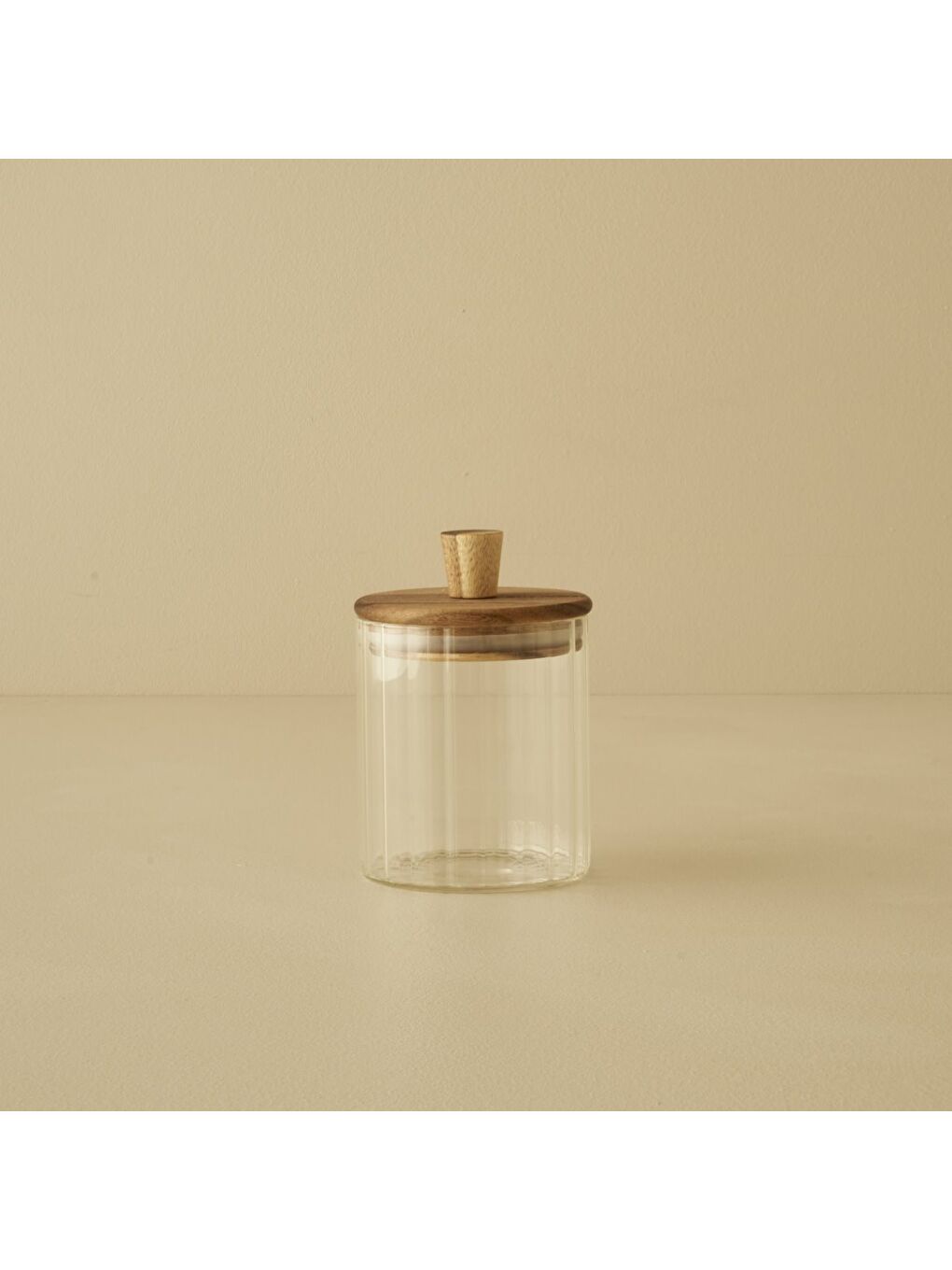 Bej Beatrice Ahşap Kapaklı 3'lü Kavanoz Seti Naturel-3