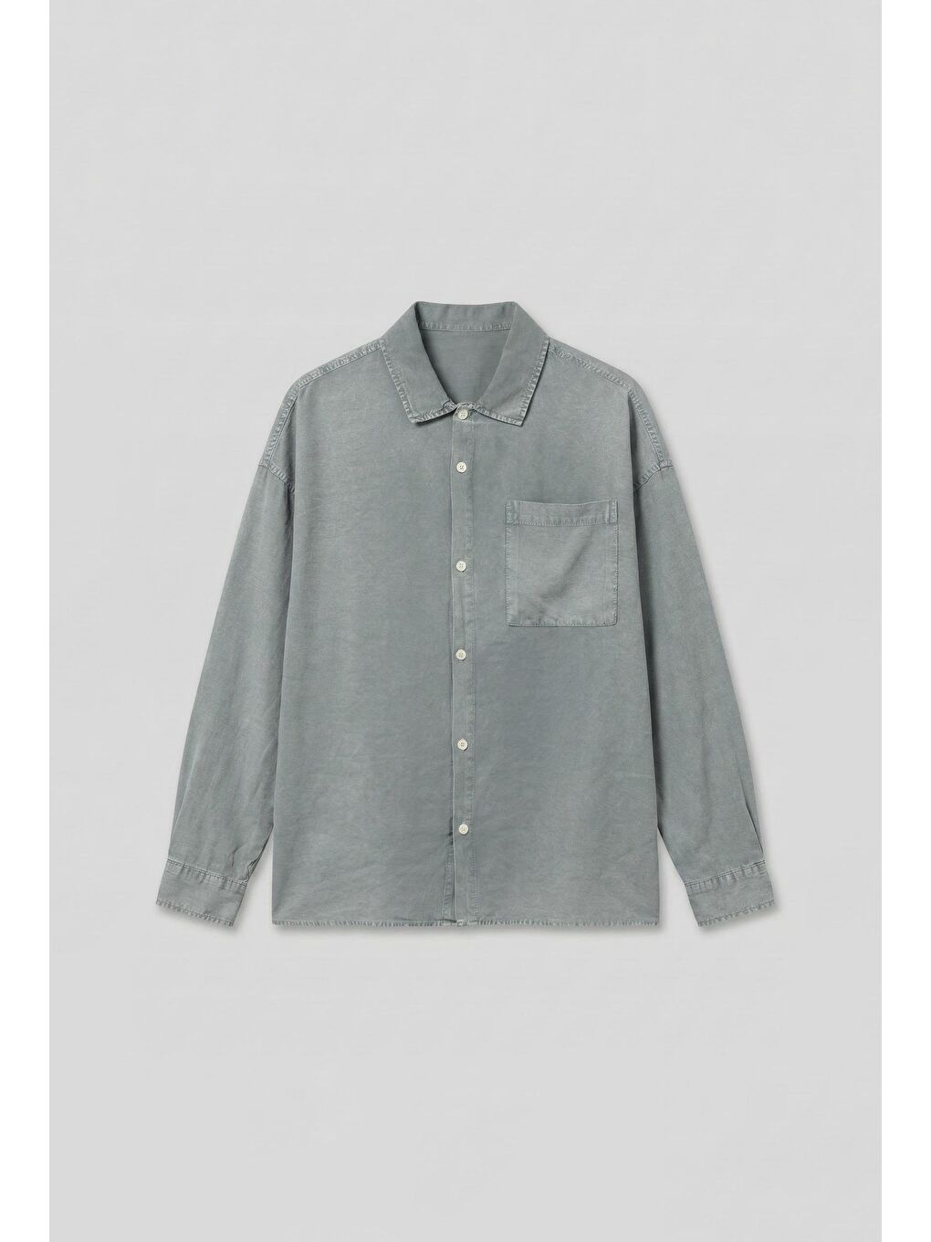Erkek Oversize Yıkamalı Gömlek Gri-1