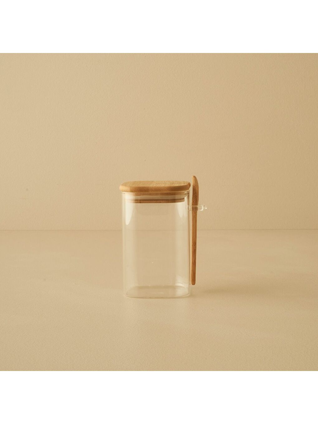 Bej Alice Bambu Kapaklı 3'lü Kavanoz Seti Naturel-3