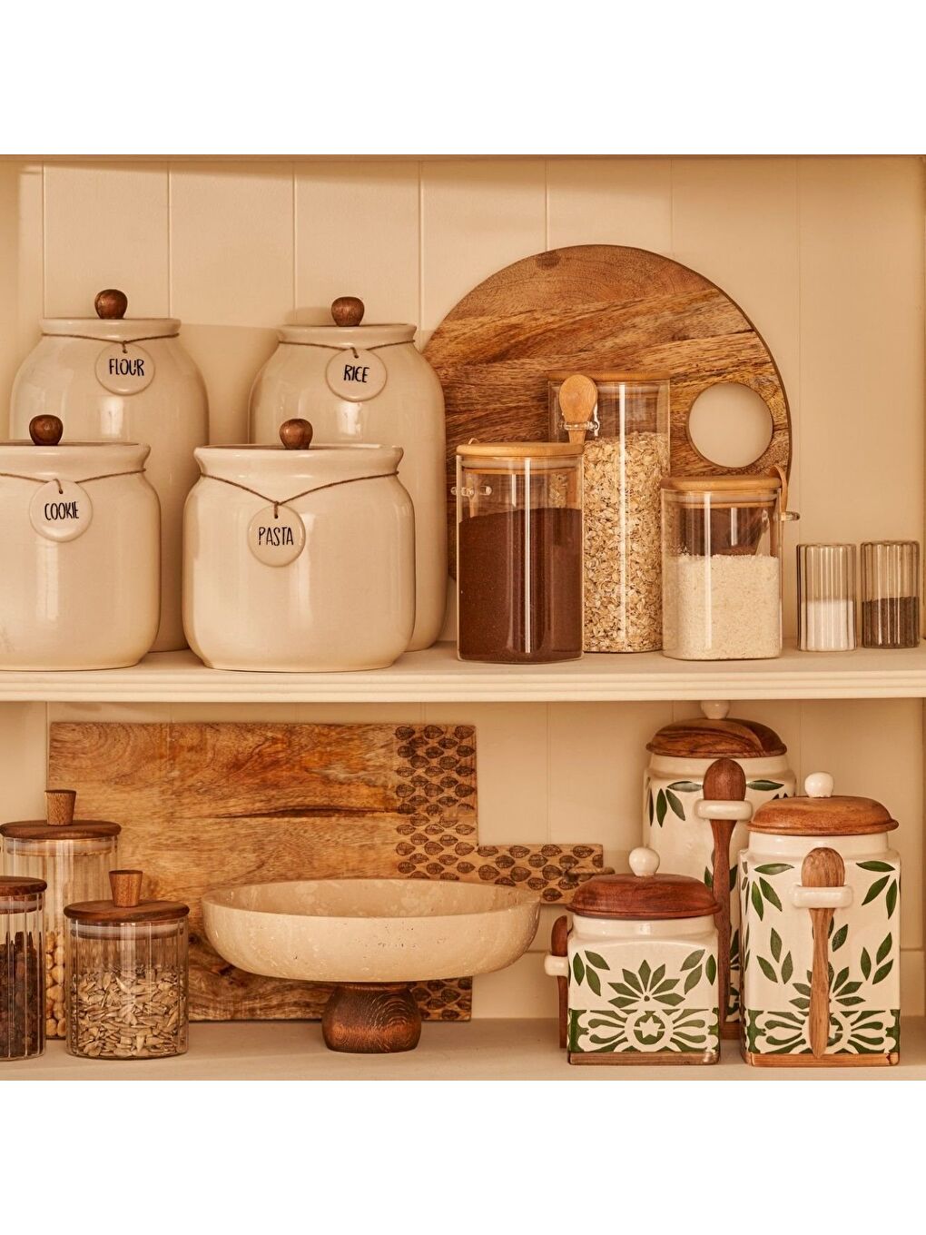 Bej Alice Bambu Kapaklı 3'lü Kavanoz Seti Naturel-7