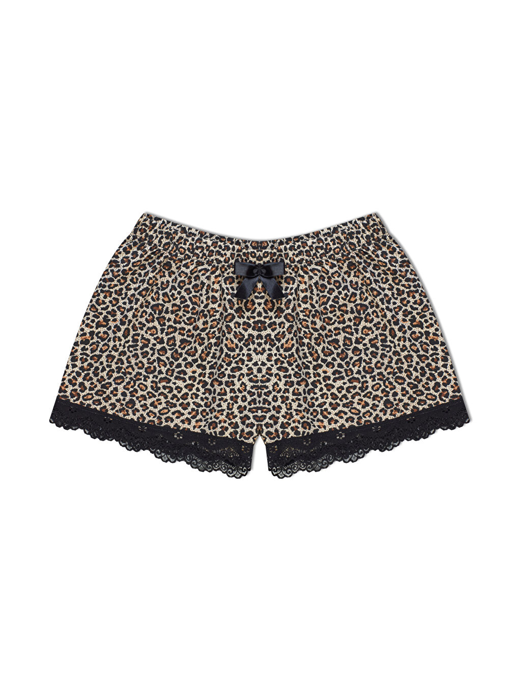 Pembe Pamuklu Desenli Paçası Dantel Kadın Pijama Şort