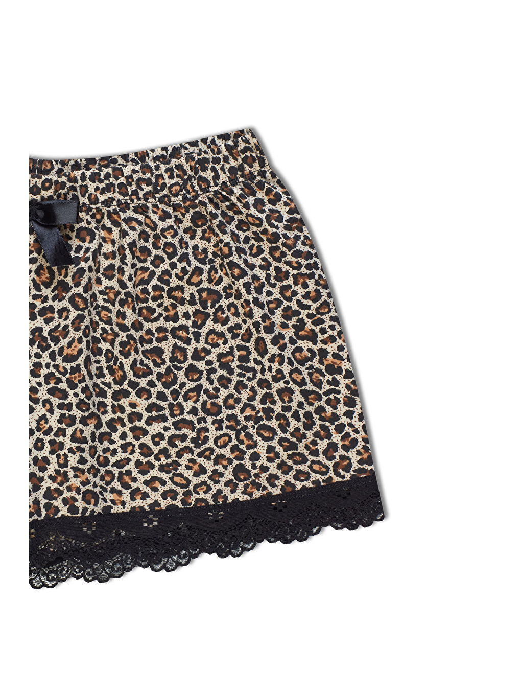 Pembe Pamuklu Desenli Paçası Dantel Kadın Pijama Şort-1