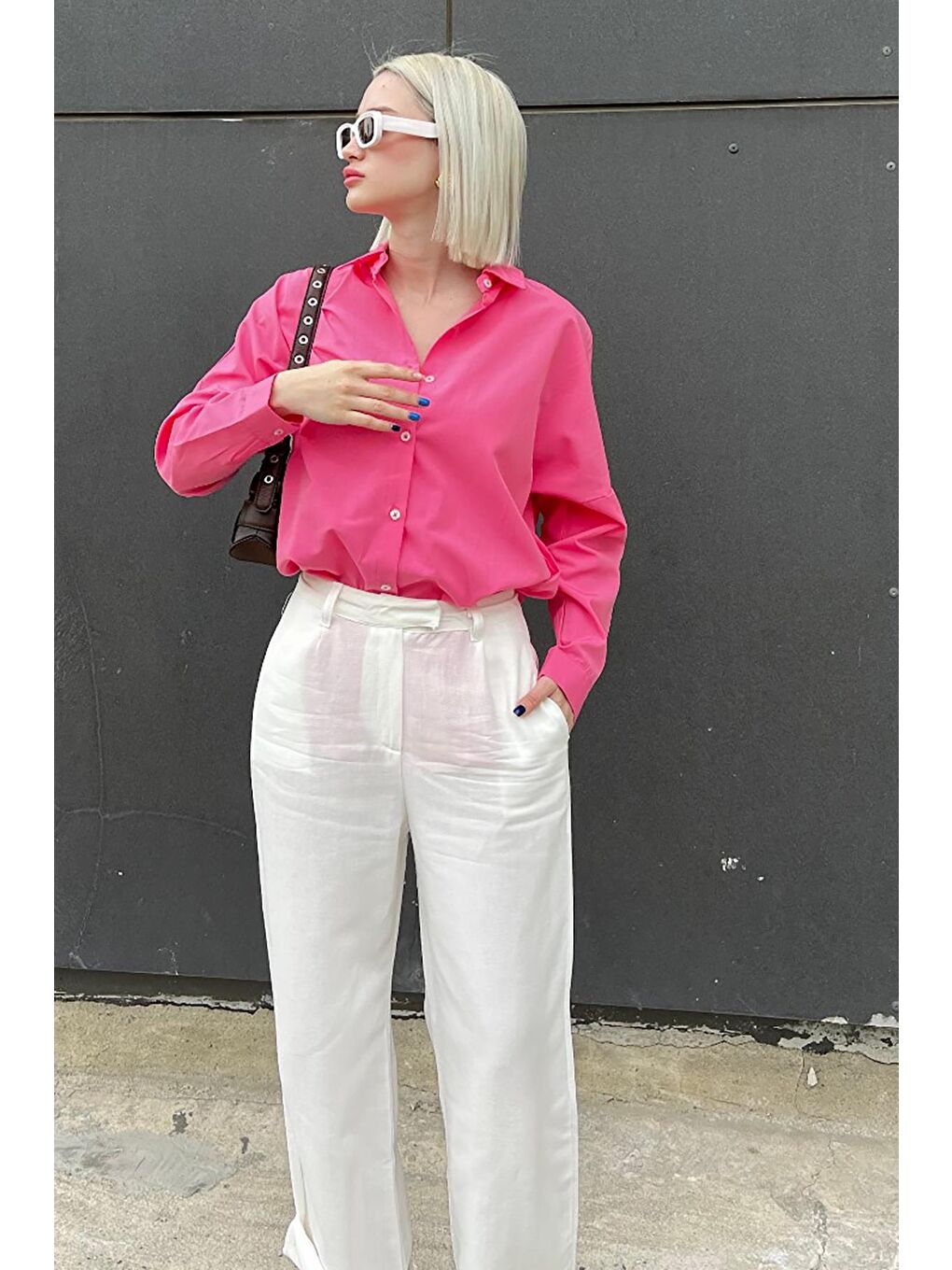 Fuşya Oversize Gömlek Mg1369-1