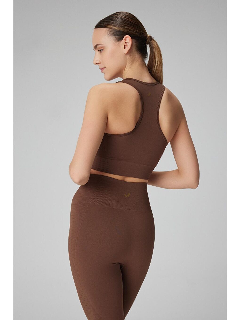 Kahverengi Gela Çift Katlı Kompress Sport Bra Toprak-3