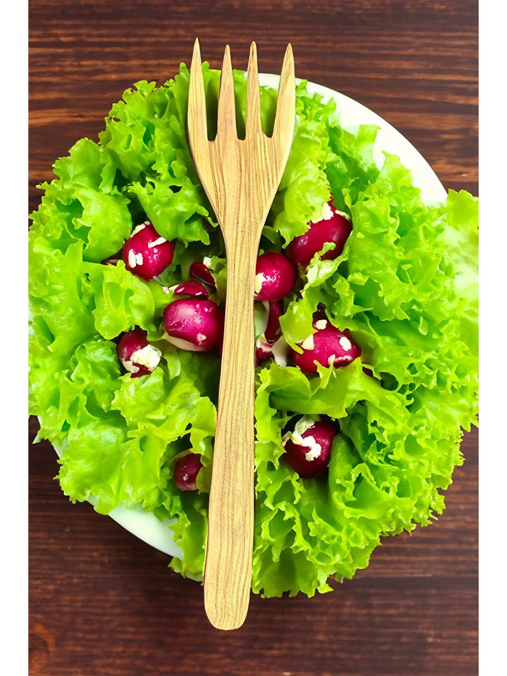 Kahverengi Zeytin Ağacı Çatal | 1 Adet El Yapımı Ahşap Salata Çatalı
