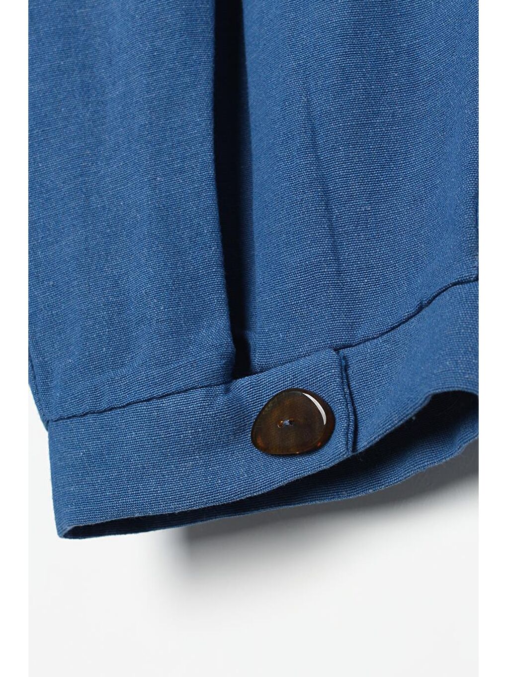 İndigo-Pileli Paçası Düğme Detaylı Pantolon-4