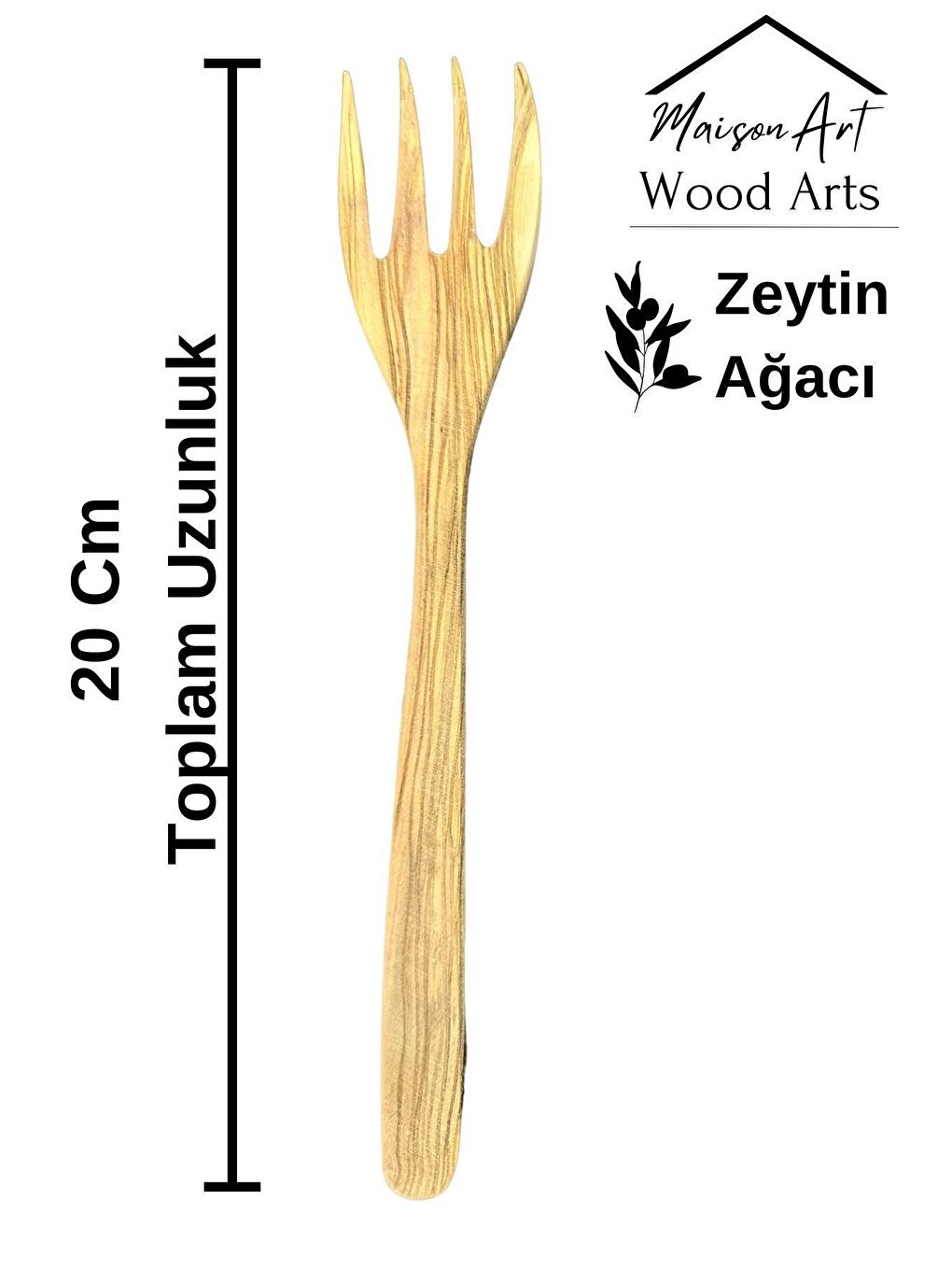 Kahverengi Zeytin Ağacı Çatal | 1 Adet El Yapımı Ahşap Salata Çatalı-2