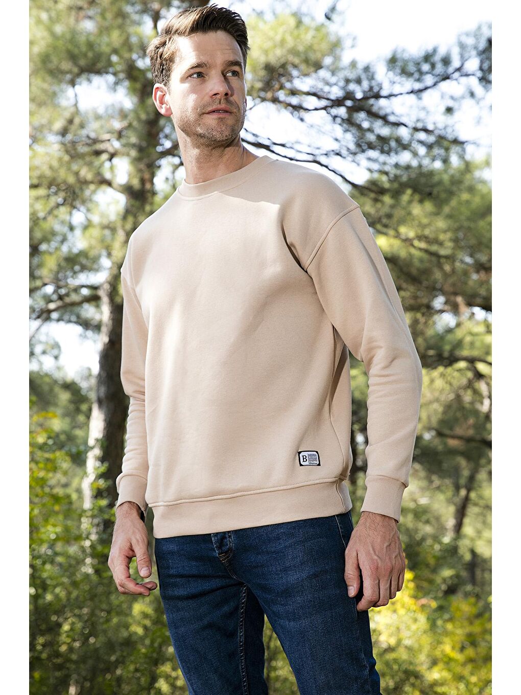 Buratti Kum Regular Fit Bisiklet Yaka Tüylü Yumuşak Şardonlu Sweat Erkek Sweatshirt 5905255 - 1