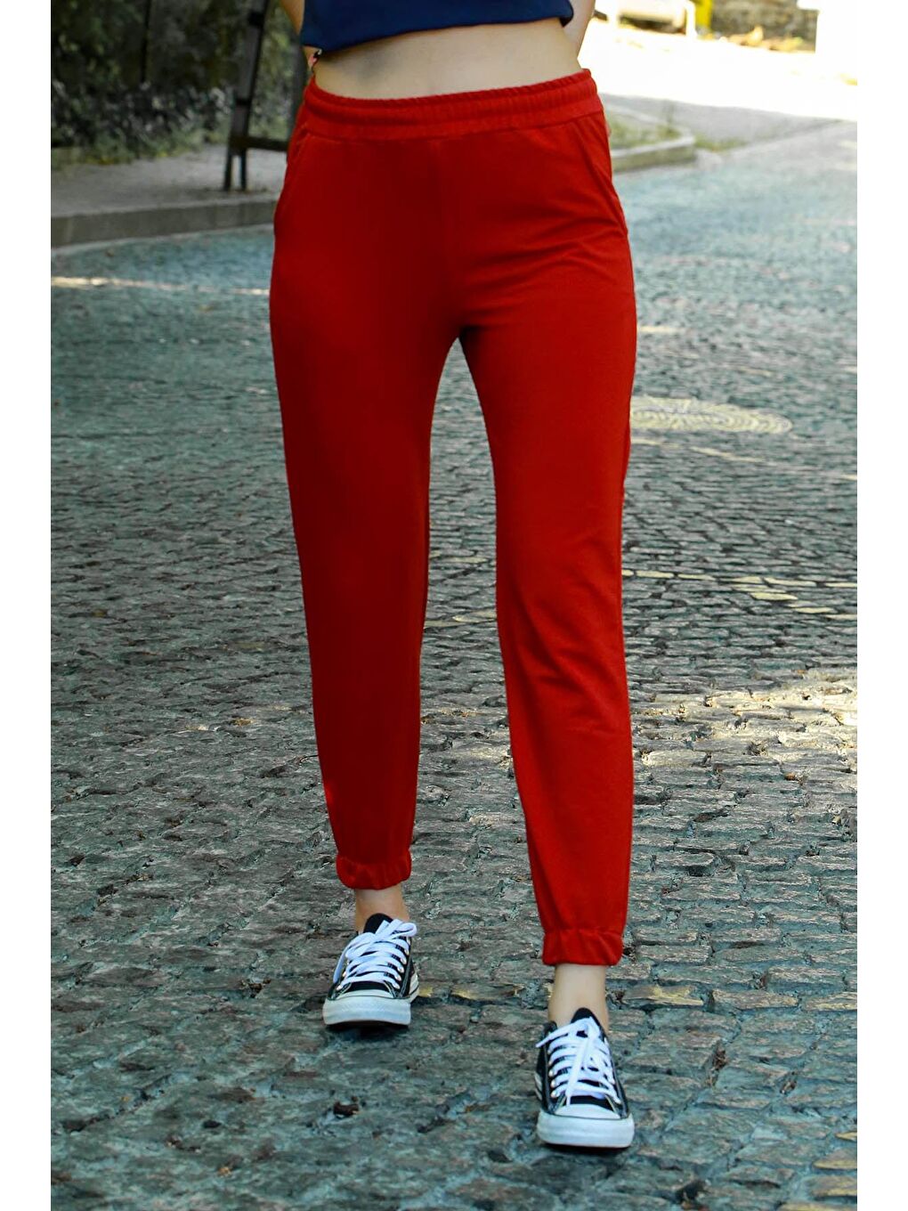 Kırmızı Cepli Kadın Eşofman Altı Mg463-1