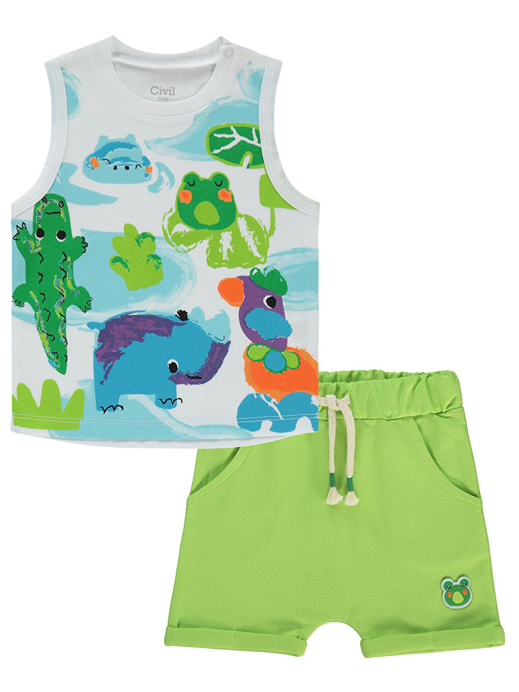 Baby Erkek Bebek Şortlu Takım 6-18 Ay Beyaz