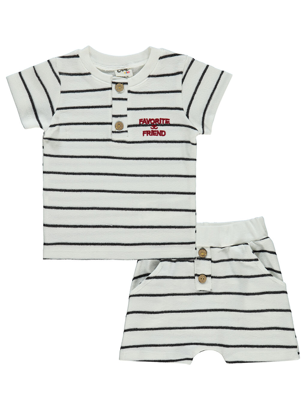 Baby Erkek Bebek Şortlu Takım 6-18 Ay Ekru