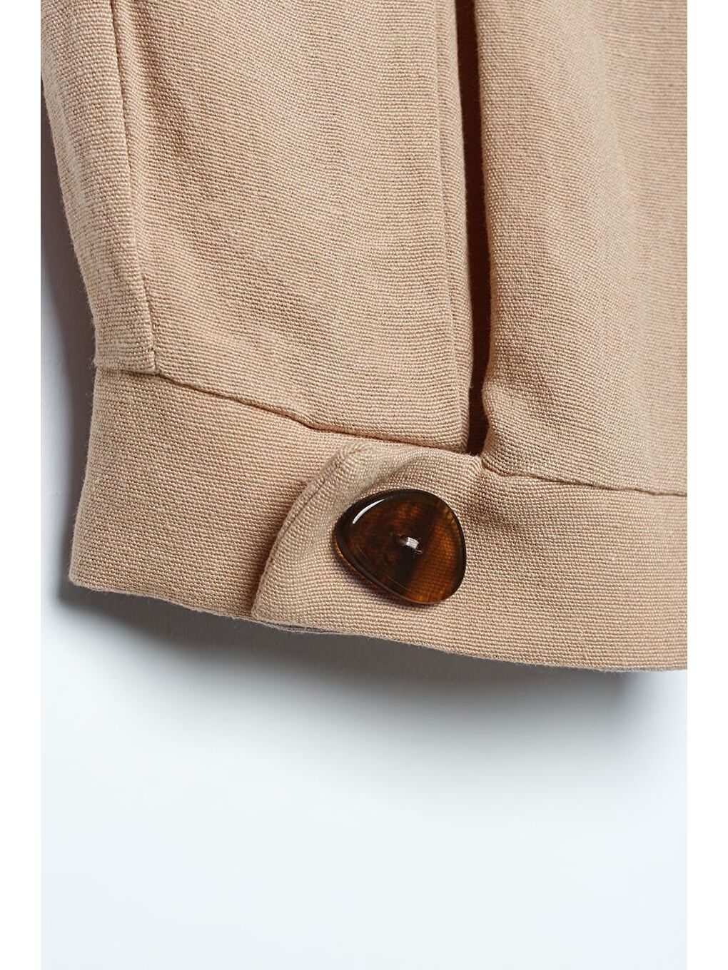 Koyu Bej-Pileli Paçası Düğme Detaylı Pantolon-5