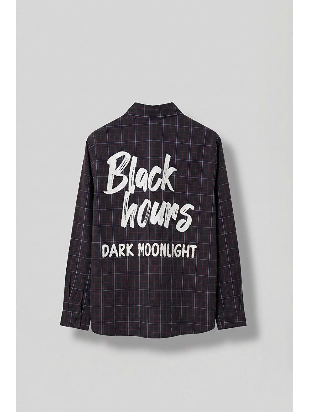 Erkek Oversize Ekose Baskılı %100 Pamuk Gömlek Antrasit