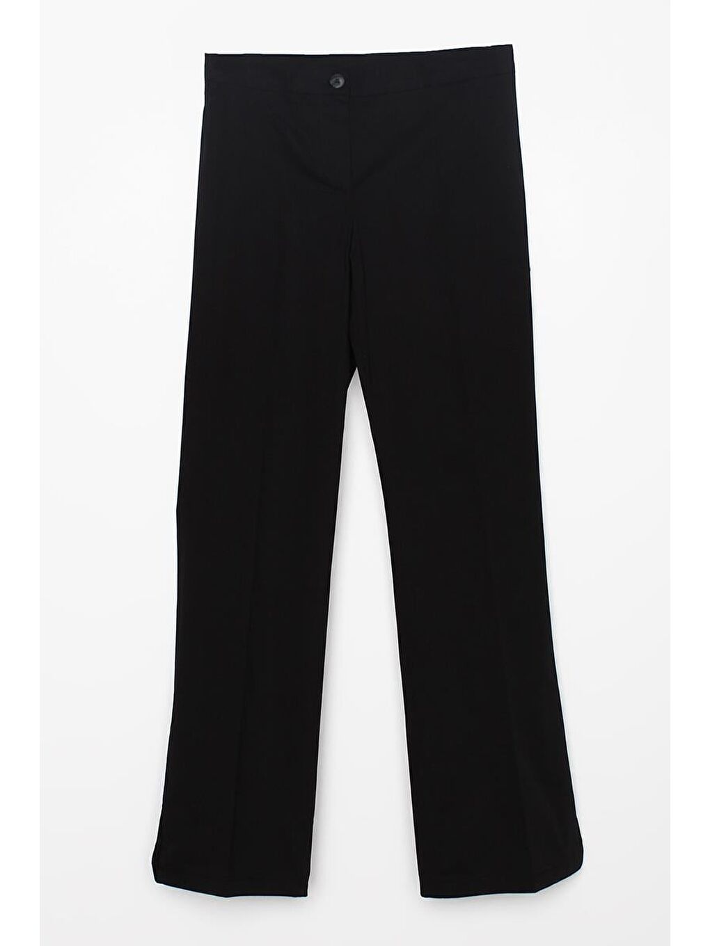 Siyah Pamuklu Ütü İzli Paçası Yırtmaçlı Elastanlı Bol Paça Pantolon-6