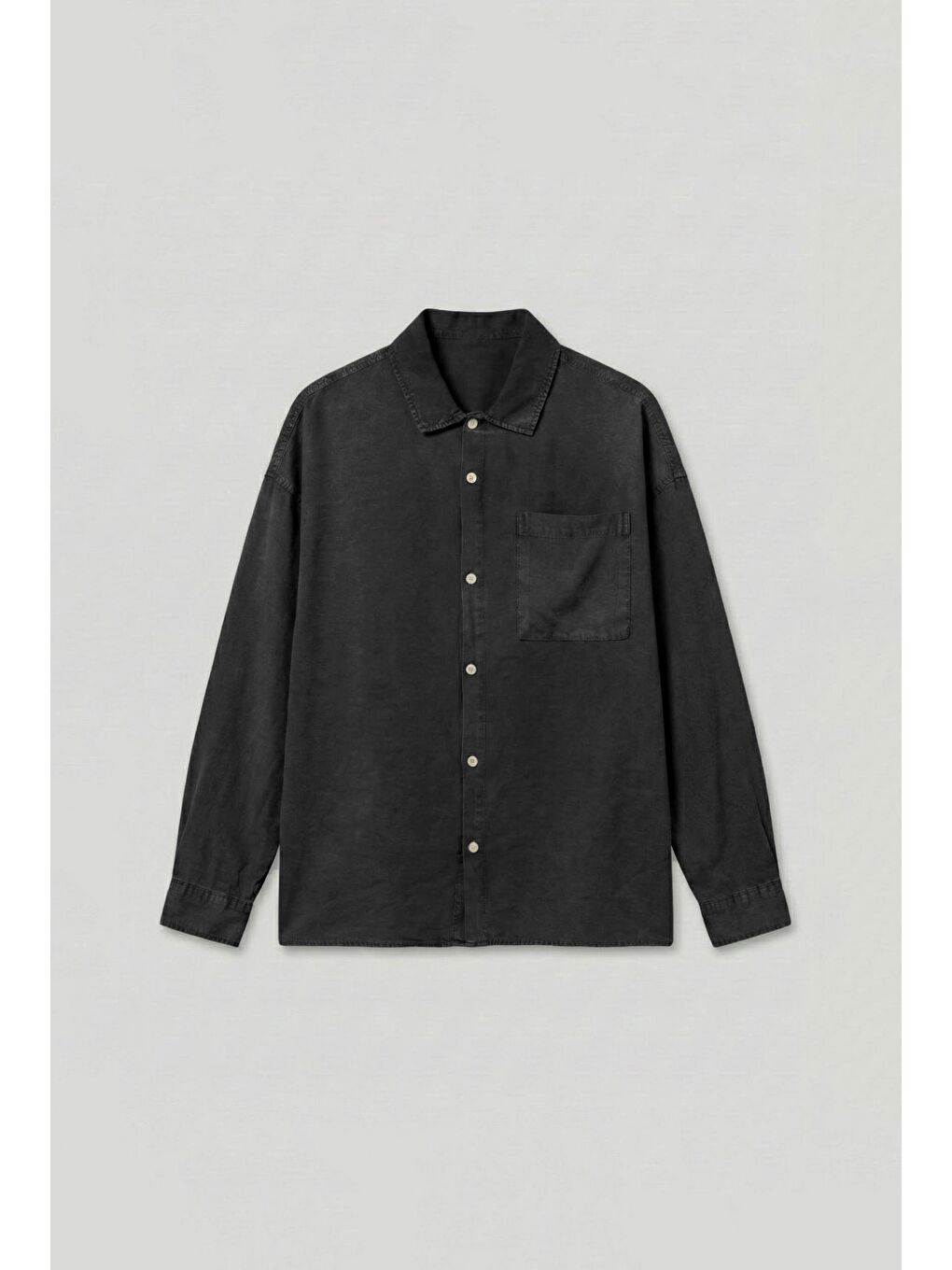 Erkek Oversize Yıkamalı Gömlek Siyah
