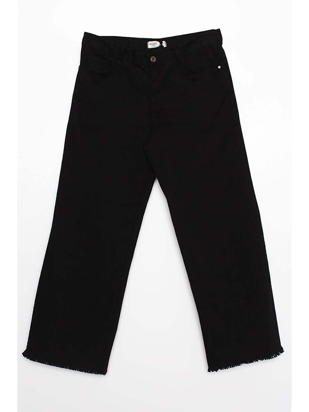 Siyah-Pamuklu Paçası Püsküllü Pantolon-5