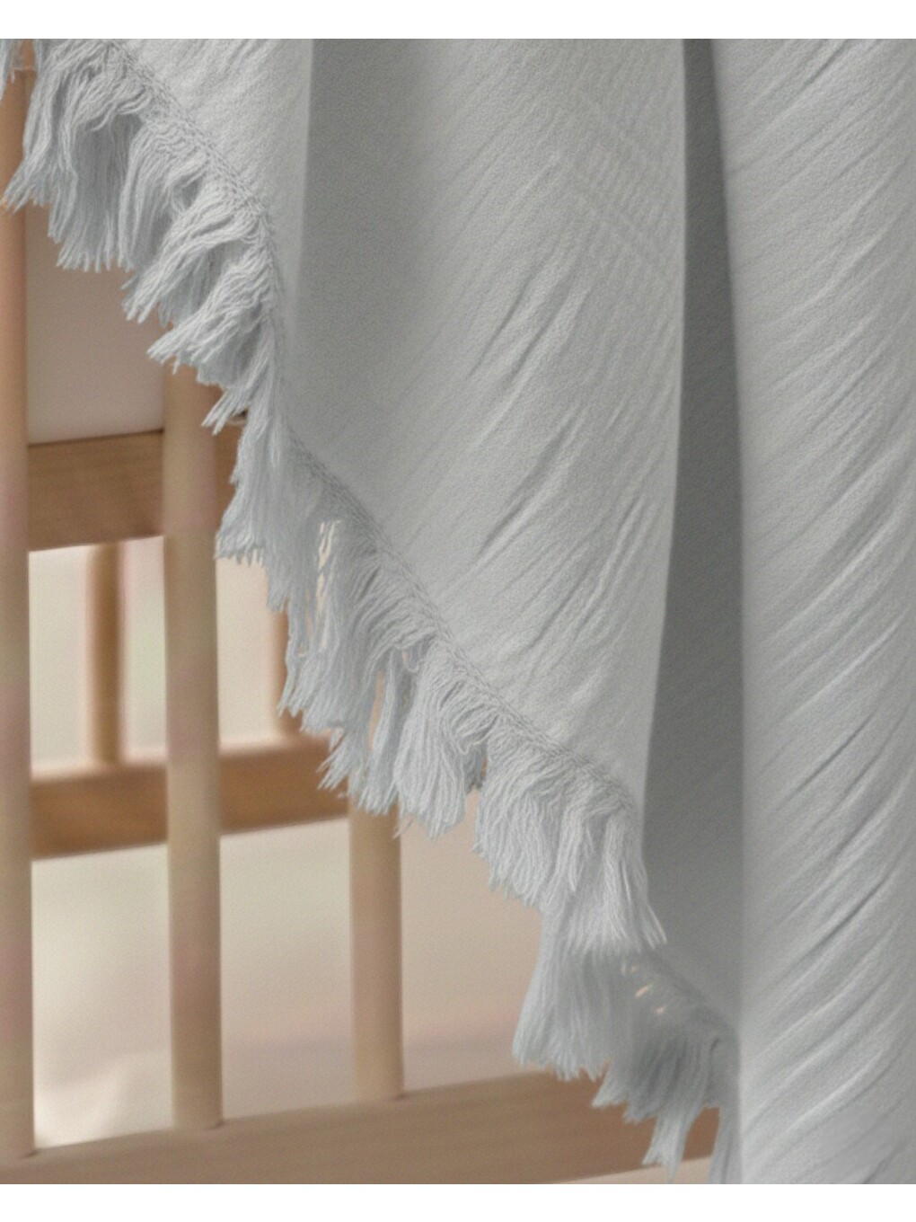 Gri Tek Katlı 110x90 Cm Saçaklı Düz Renk Lüx Müslin Battaniye-1