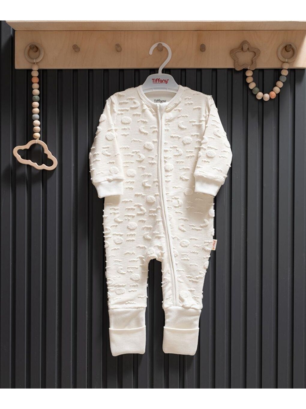 Ekru Moon Theme Fermuarlı Patiksiz Tulum-1