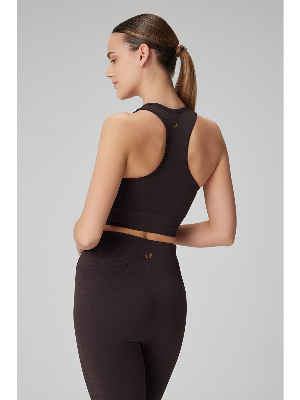 Kahverengi Gela Çift Katlı Kompress Sport Bra Acı Kahve-3