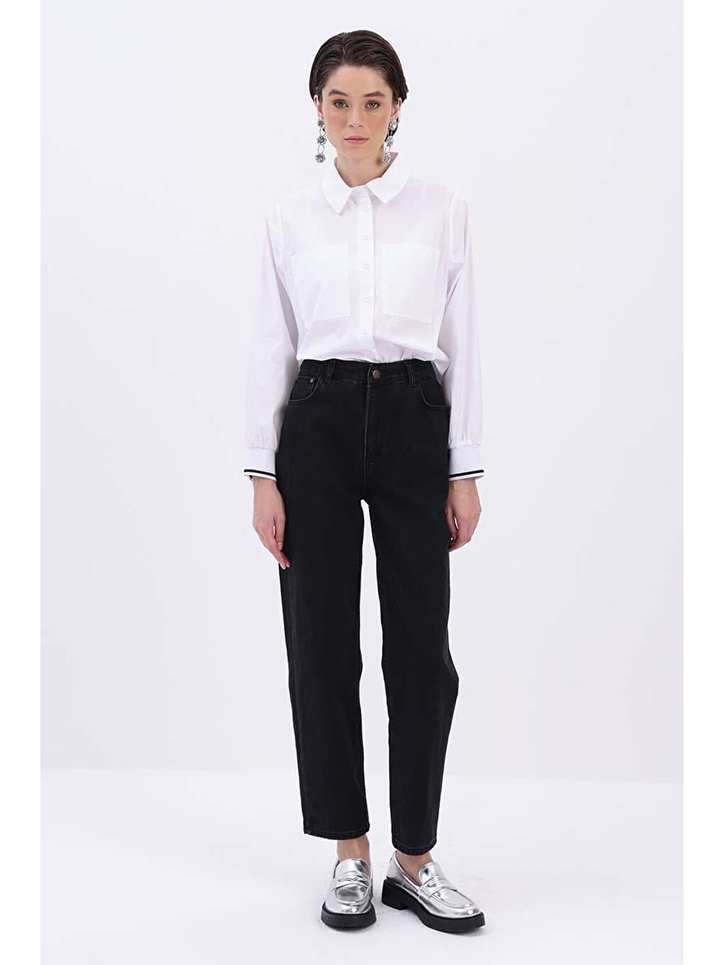 Siyah-Mom Jean Pantolon-1