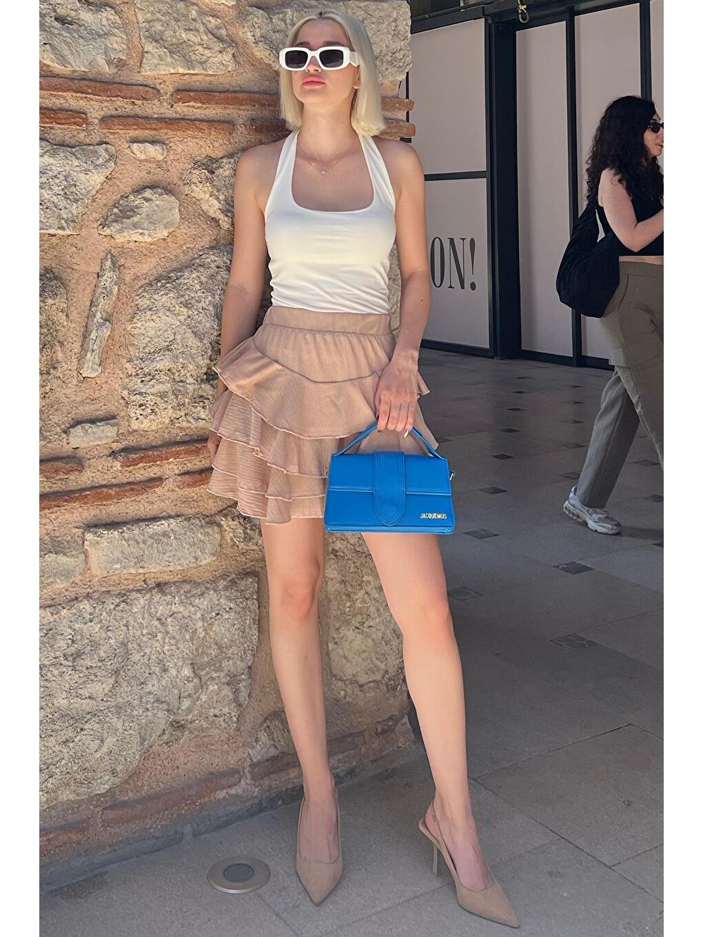 Pembe Pudra Mykonos Mini Etek Mg2070-2