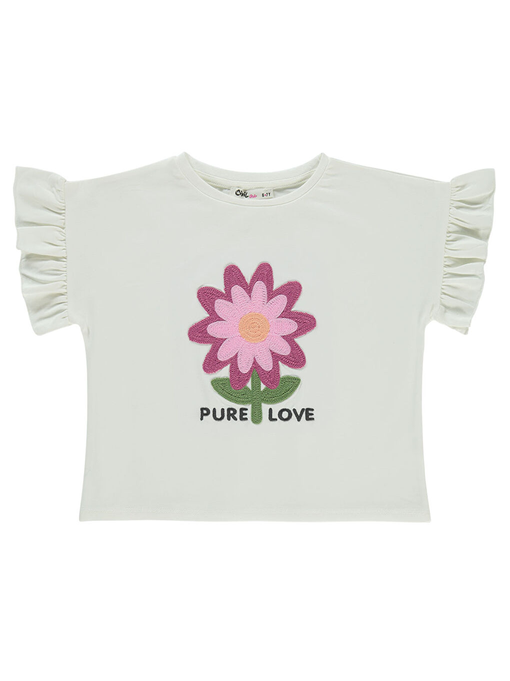 Girls Kız Çocuk Tişört 6-9 Yaş Ekru
