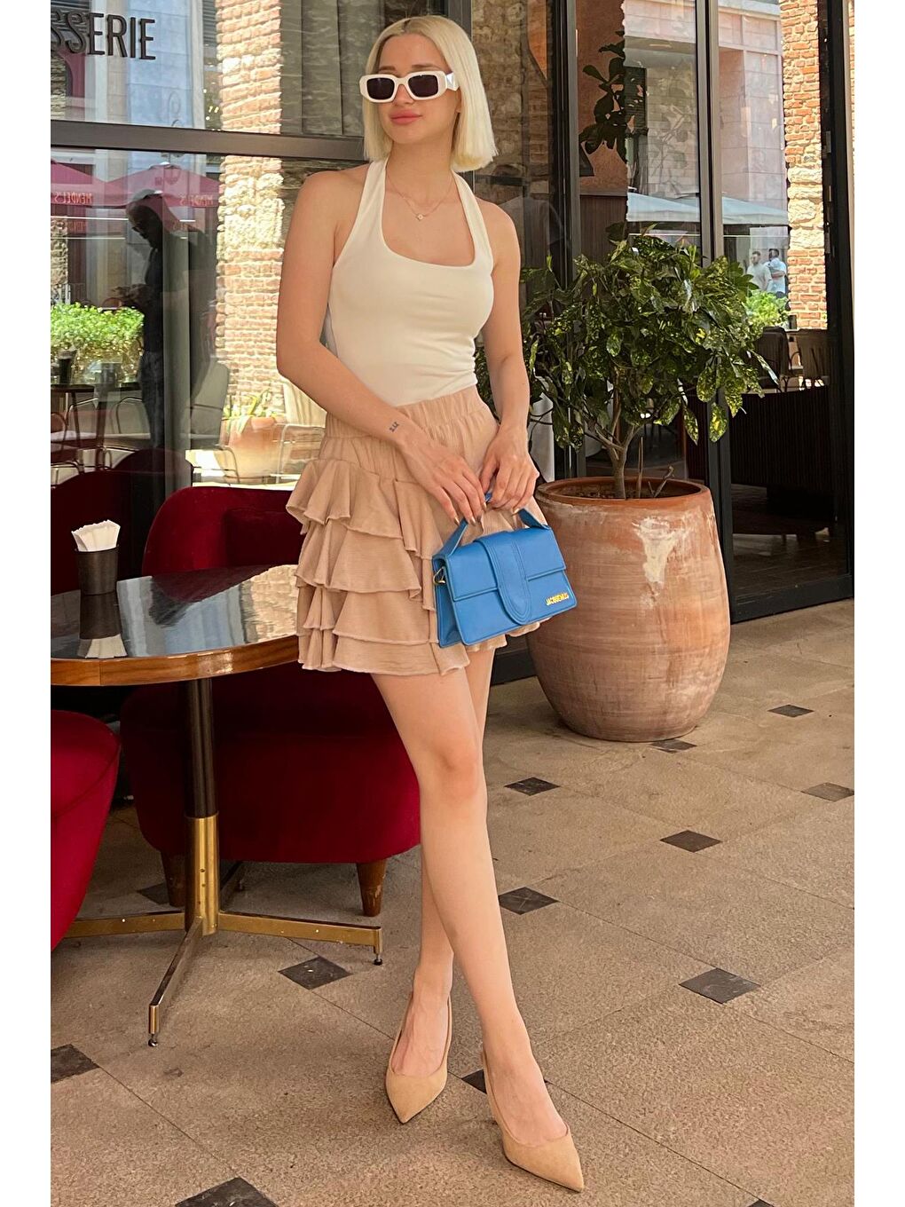 Pembe Pudra Mykonos Mini Etek Mg2070-5