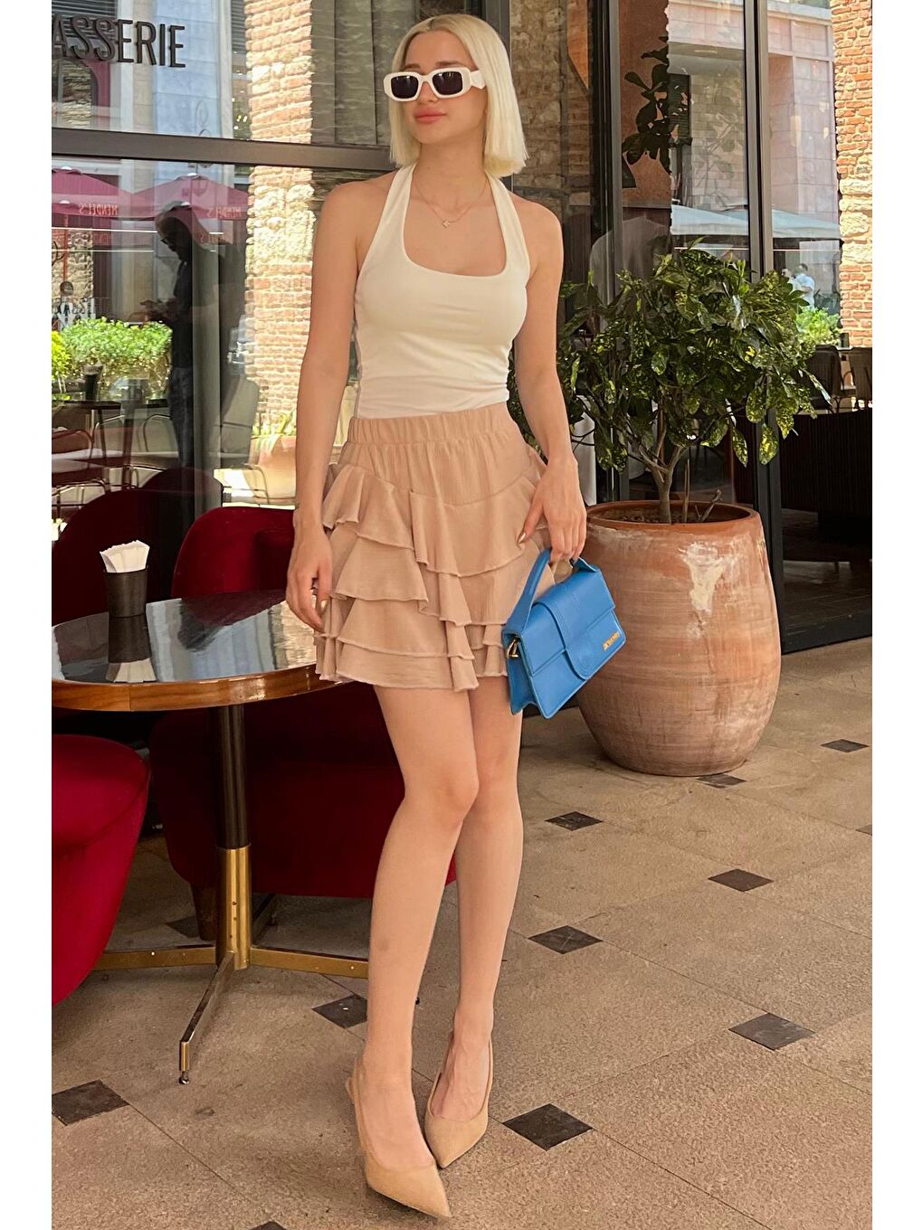 Pembe Pudra Mykonos Mini Etek Mg2070-6