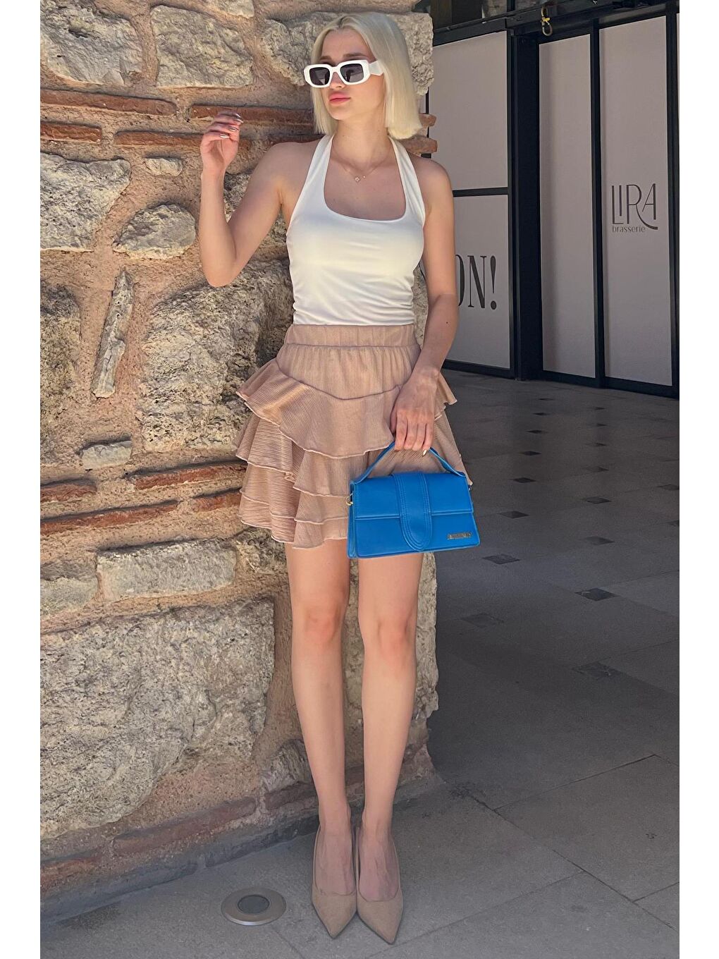 Pembe Pudra Mykonos Mini Etek Mg2070-7