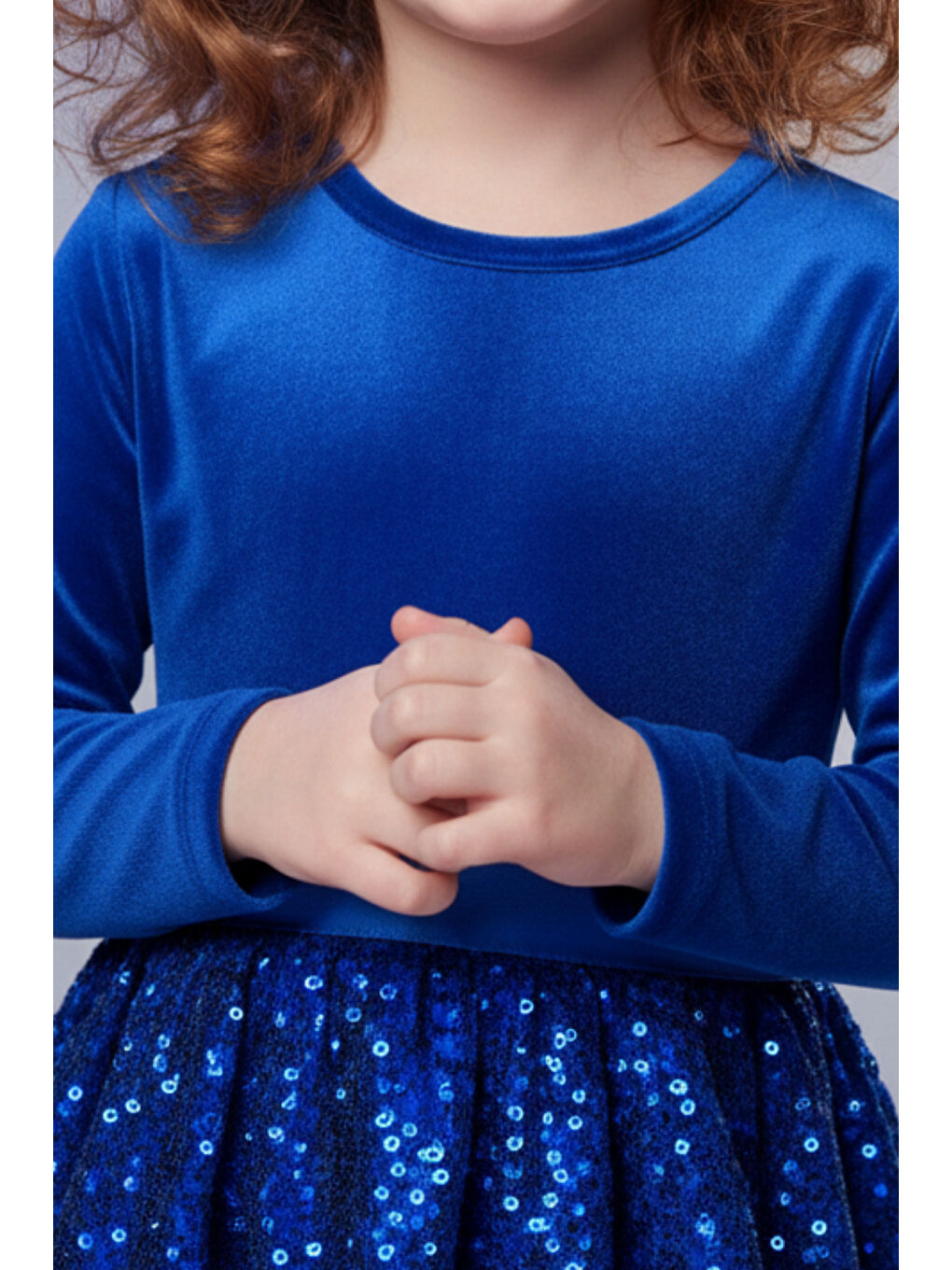 Yeşil Kız Çocuk Özel Günler İçin Kadife Pullu Kabarık Fiyonklu Elbise 3-10 Yaş-2