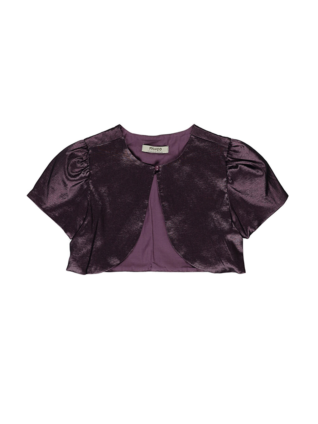 Kız Çocuk Kolları Büzgü Detaylı Mor Crop Ceket