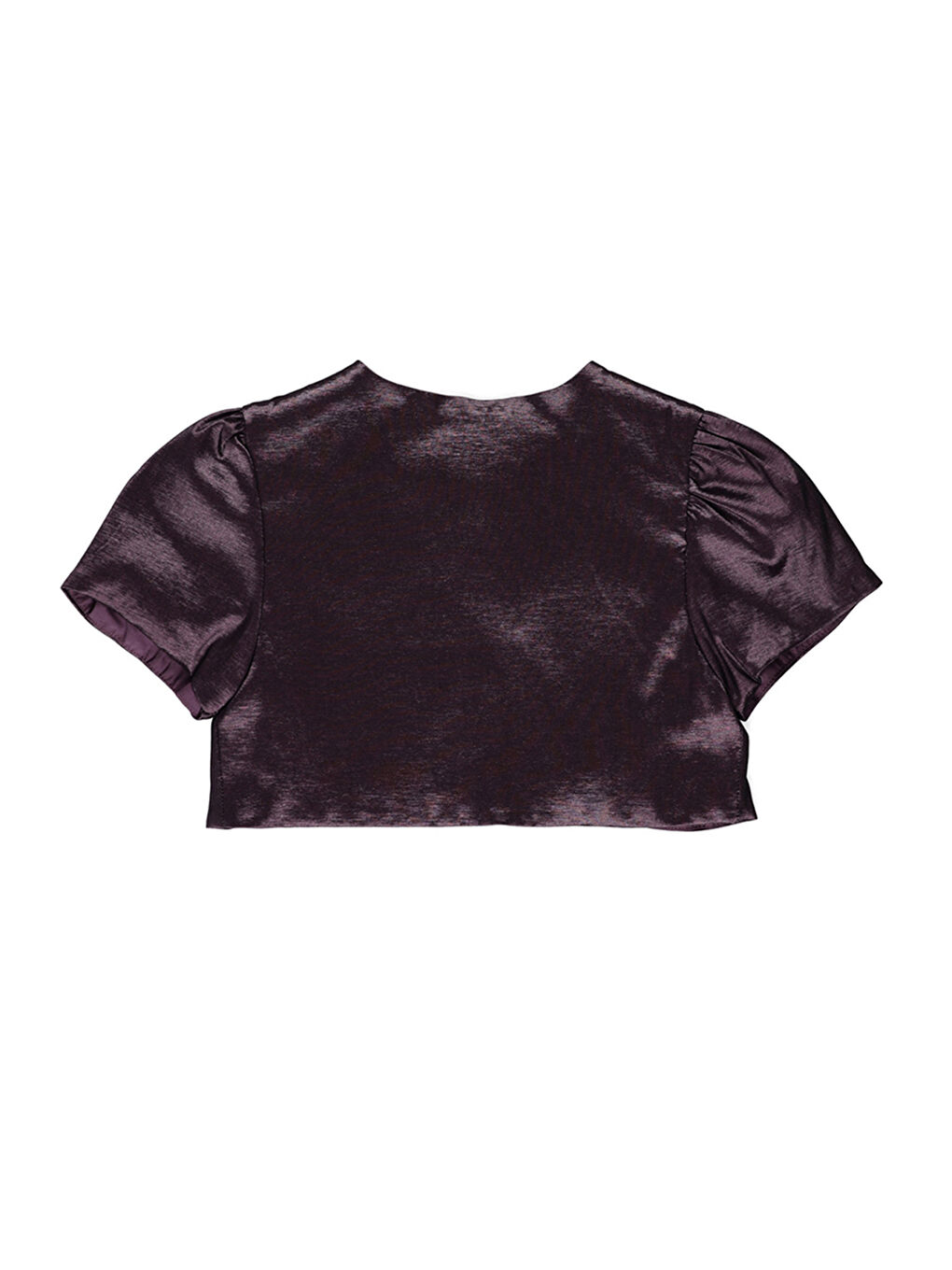 Kız Çocuk Kolları Büzgü Detaylı Mor Crop Ceket-1