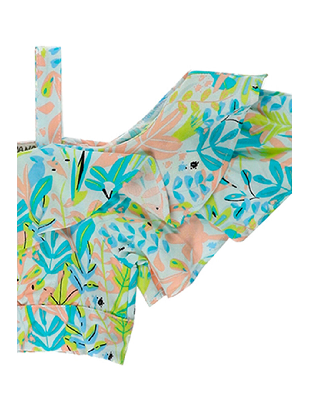 Yeşil Kız Çocuk Askılı Büzgü Detaylı Mint Bluz-5