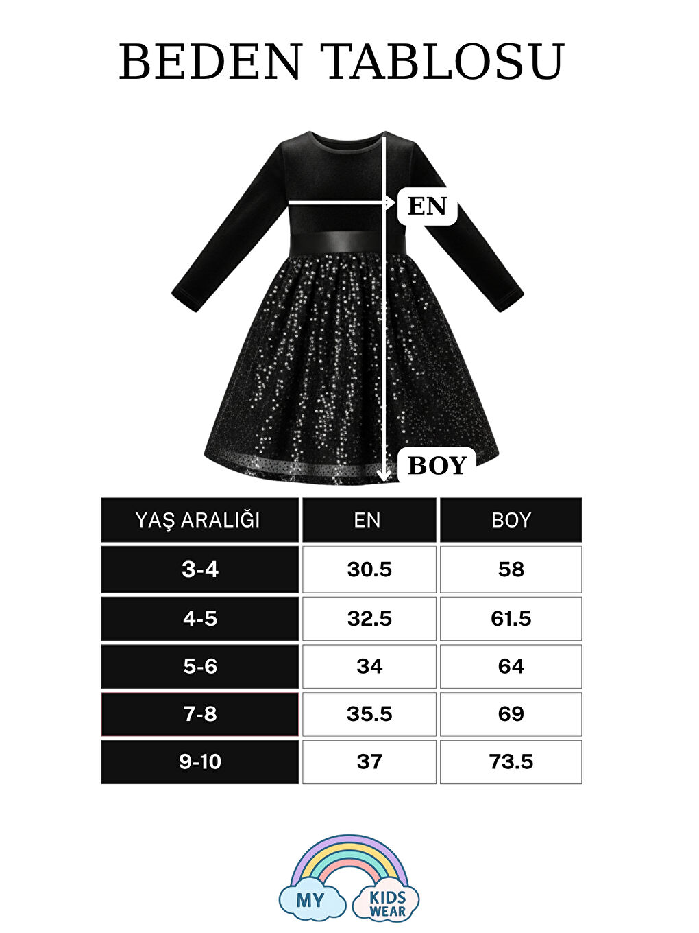 Siyah Kız Çocuk Özel Günler İçin Kadife Pullu Kabarık Fiyonklu Elbise 3-10 Yaş-4